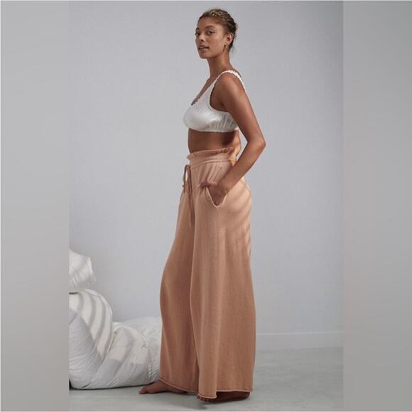 Lunya Cozy Cotton Silk Relaxed Pant Otium Tan Pink Heathered Drawstring M New - Picture 3 of 15